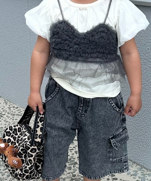 TARKER(ターカー)の「チュールフリルキャミソール(キャミソール・キッズ・ブルー/スミクロ・90/100/110/120/130/140/150)」の14枚目の写真