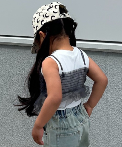 TARKER(ターカー)の「チュールフリルキャミソール(キャミソール・キッズ・ブルー/スミクロ・90/100/110/120/130/140/150)」の5枚目の写真