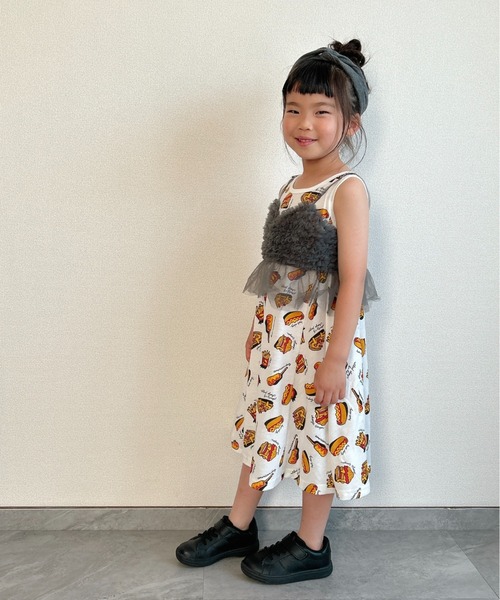 TARKER(ターカー)の「チュールフリルキャミソール(キャミソール・キッズ・ブルー/スミクロ・90/100/110/120/130/140/150)」の7枚目の写真