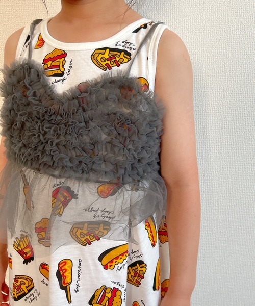 TARKER(ターカー)の「チュールフリルキャミソール(キャミソール・キッズ・ブルー/スミクロ・90/100/110/120/130/140/150)」の8枚目の写真