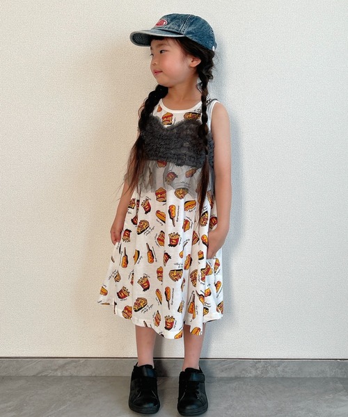 TARKER(ターカー)の「チュールフリルキャミソール(キャミソール・キッズ・ブルー/スミクロ・90/100/110/120/130/140/150)」の9枚目の写真