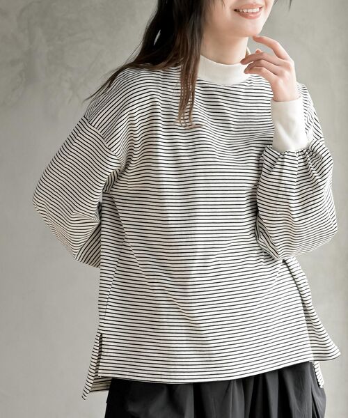 rps（アールピーエス）の「ボリュームスリーブリブハイネックロンＴ（Tシャツ/カットソー・レディース・ブラック/オフホワイト/ホワイト系その他2/ホワイト系その他3/ホワイト系その他4/アイボリー/ブラック系その他2・フリー）」の3枚目の写真