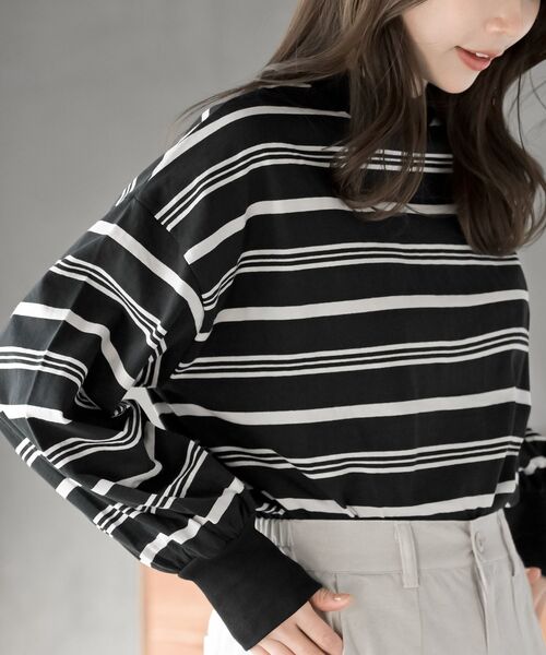 rps（アールピーエス）の「ボリュームスリーブリブハイネックロンＴ（Tシャツ/カットソー・レディース・ブラック/オフホワイト/ホワイト系その他2/ホワイト系その他3/ホワイト系その他4/アイボリー/ブラック系その他2・フリー）」の7枚目の写真