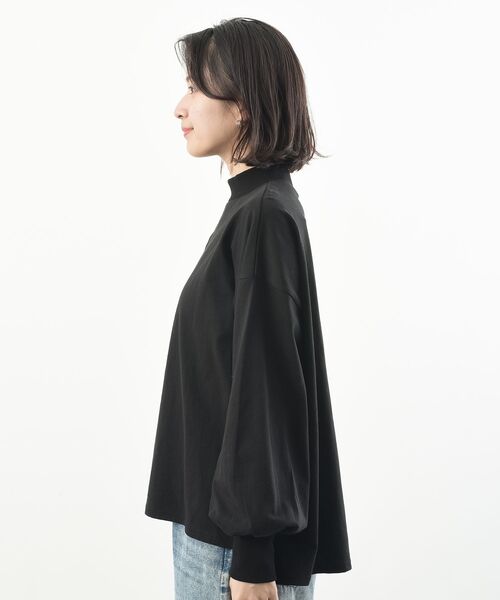 ボリュームスリーブリブハイネックロンT（Tシャツ/カットソー