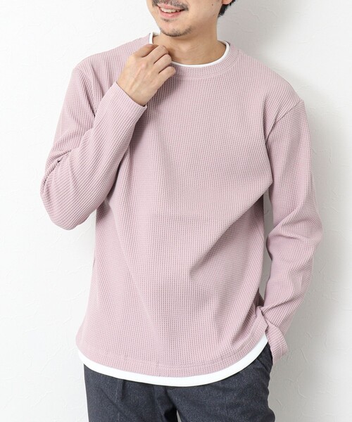 NOLLEY’S(ノーリーズ)の「《吸水速乾》ワッフルダブルカラーLS TEE(Tシャツ/カットソー・メンズ・ホワイト/ブラック/グレー/ベビーピンク/ブルー系その他7・M/L/S)」の5枚目の写真