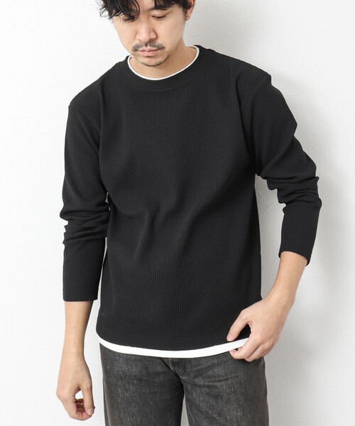 NOLLEY’S(ノーリーズ)の「《吸水速乾》ワッフルダブルカラーLS TEE(Tシャツ/カットソー・メンズ・ホワイト/ブラック/グレー/ベビーピンク/ブルー系その他7・M/L/S)」の7枚目の写真