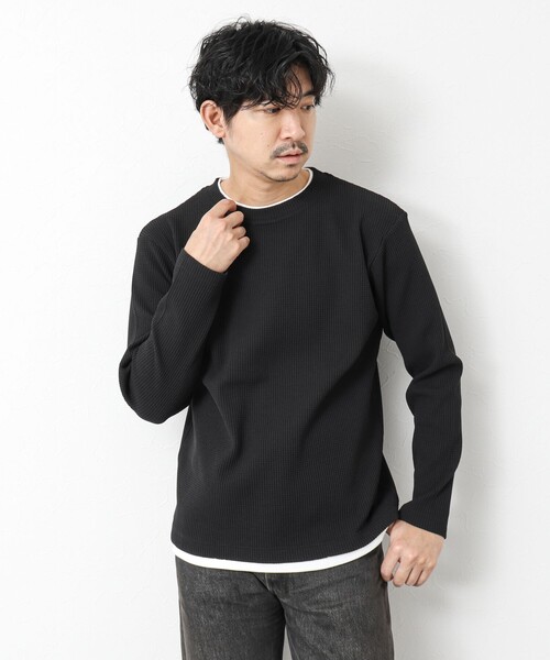 NOLLEY’S(ノーリーズ)の「《吸水速乾》ワッフルダブルカラーLS TEE(Tシャツ/カットソー・メンズ・ホワイト/ブラック/グレー/ベビーピンク/ブルー系その他7・M/L/S)」の8枚目の写真