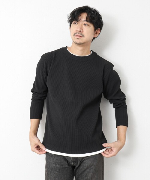 NOLLEY’S(ノーリーズ)の「《吸水速乾》ワッフルダブルカラーLS TEE(Tシャツ/カットソー・メンズ・ホワイト/ブラック/グレー/ベビーピンク/ブルー系その他7・M/L/S)」の9枚目の写真