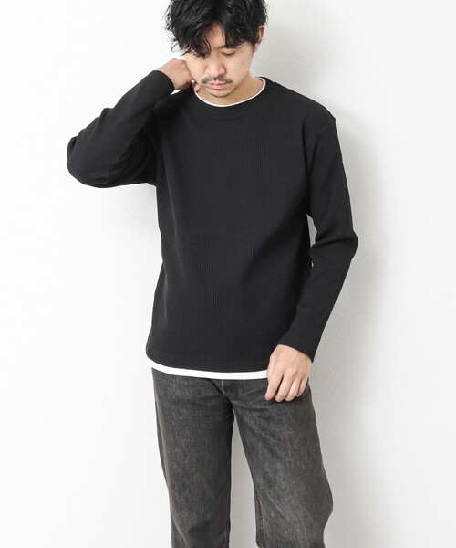 NOLLEY’S(ノーリーズ)の「《吸水速乾》ワッフルダブルカラーLS TEE(Tシャツ/カットソー・メンズ・ホワイト/ブラック/グレー/ベビーピンク/ブルー系その他7・M/L/S)」の12枚目の写真
