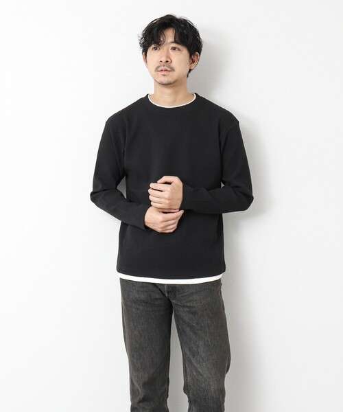 NOLLEY’S(ノーリーズ)の「《吸水速乾》ワッフルダブルカラーLS TEE(Tシャツ/カットソー・メンズ・ホワイト/ブラック/グレー/ベビーピンク/ブルー系その他7・M/L/S)」の14枚目の写真