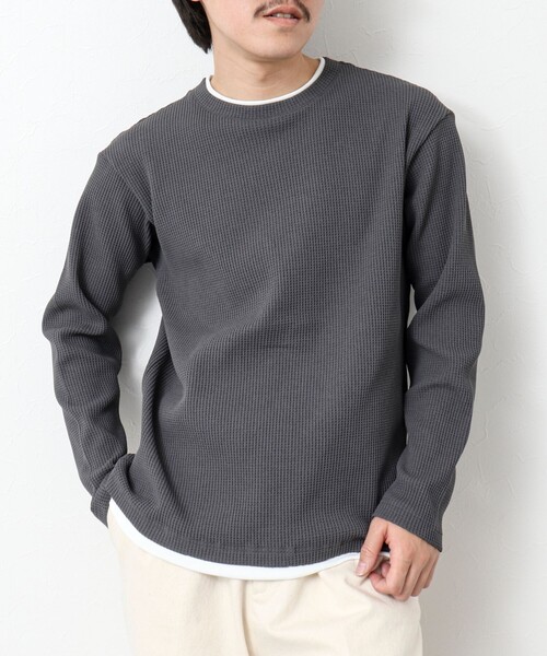 NOLLEY’S(ノーリーズ)の「《吸水速乾》ワッフルダブルカラーLS TEE(Tシャツ/カットソー・メンズ・ホワイト/ブラック/グレー/ベビーピンク/ブルー系その他7・M/L/S)」の22枚目の写真