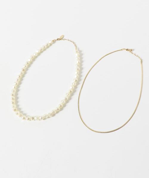 SMELLY（スメリー）の「パールスネークチェーン2セットネックレス（ネックレス・レディース・アイボリー・-）」の5枚目の写真