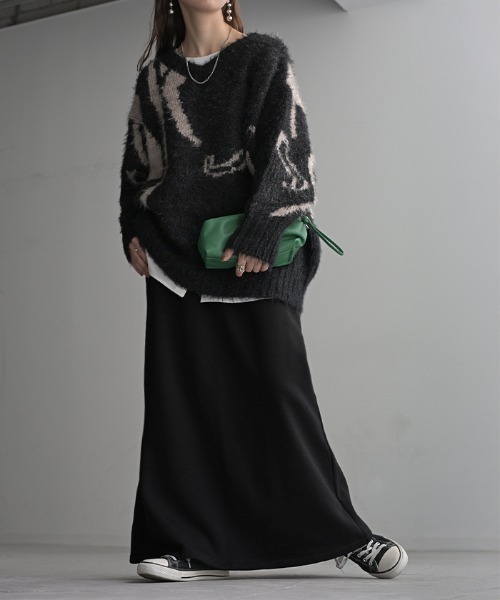 HUG.U（ハグユー）の「おしゃラク。 スウェットロングスカート 選べる2丈（スカート・レディース・カーキ/ブラック/グレー/ブラウン/グレー系その他/グレー系その他2/ブルー/ブラック系その他・トール丈/レギュラー丈）」の3枚目の写真