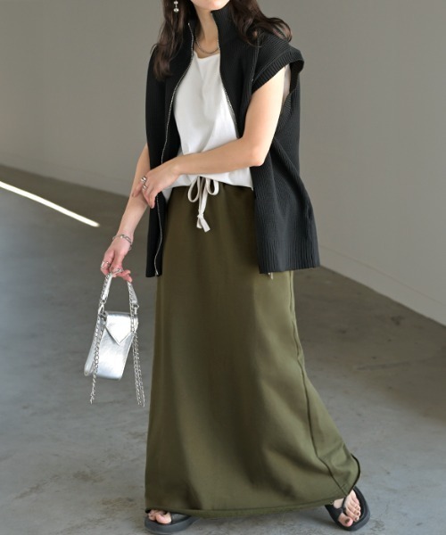 HUG.U（ハグユー）の「おしゃラク。 スウェットロングスカート 選べる2丈（スカート・レディース・カーキ/ブラック/グレー/ブラウン/グレー系その他/グレー系その他2/ブルー/ブラック系その他・トール丈/レギュラー丈）」の14枚目の写真