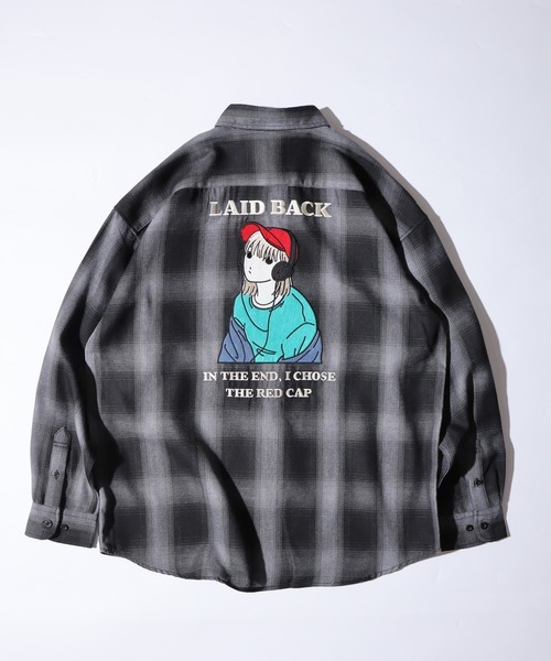Red Cap Girl(レッドキャプガール)の「RED CAP GIRL オンブレーチェックルーズサイズバック刺繍シャツ(シャツ/ブラウス・メンズ・ブラック/その他/ホワイト・M/L/LL)」の16枚目の写真