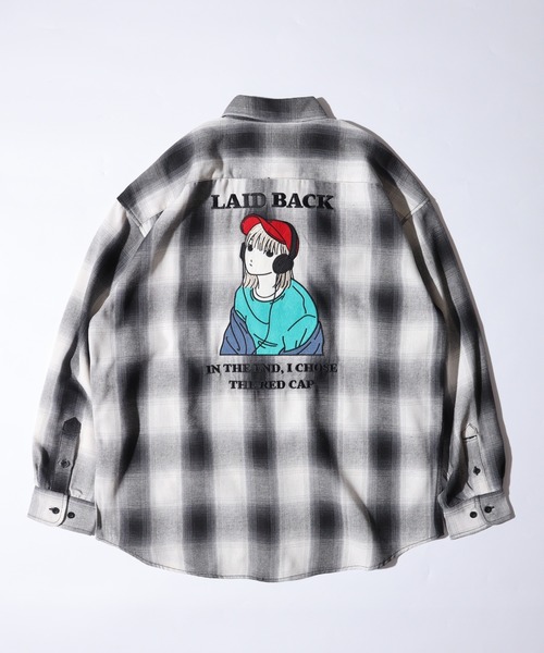Red Cap Girl(レッドキャプガール)の「RED CAP GIRL オンブレーチェックルーズサイズバック刺繍シャツ(シャツ/ブラウス・メンズ・ブラック/その他/ホワイト・M/L/LL)」の12枚目の写真
