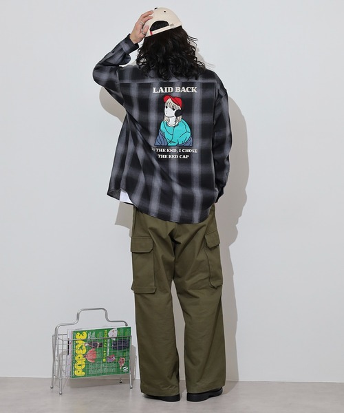 Red Cap Girl(レッドキャプガール)の「RED CAP GIRL オンブレーチェックルーズサイズバック刺繍シャツ(シャツ/ブラウス・メンズ・ブラック/その他/ホワイト・M/L/LL)」の18枚目の写真