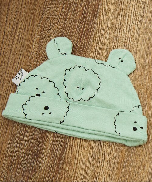 BREEZE(ブリーズ)の「総柄耳付き帽子 マイファーストブリーズ(ニットキャップ/ビーニー・キッズ・ブラック/レッド/イエロー/ミント・46/44)」の3枚目の写真