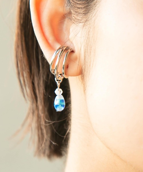 チャイハネ（チャイハネ）の「【チャイハネ】ホタル玉ドロップMEN'Sイヤーカフ（イヤーカフ・メンズ・ブラック/ホワイト・FREE）」の2枚目の写真