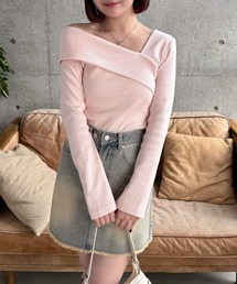 CLEAR BASIC | 袖スッリトクロスリブカットソー [細見え]≪2025SS新作≫(Tシャツ/カットソー)