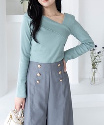 CLEAR BASIC | 袖スッリトクロスリブカットソー [大人 カジュアル 着回し力抜群]≪再入荷≫(Tシャツ/カットソー)