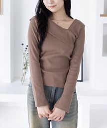 CLEAR BASIC | 袖スッリトクロスリブカットソー [大人 カジュアル 着回し力抜群]≪再入荷≫(Tシャツ/カットソー)