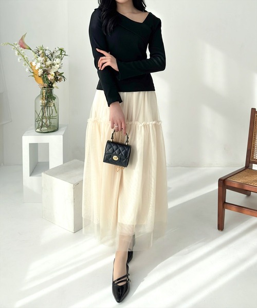 CLEAR BASIC（クリアベーシック）の「袖スッリトクロスリブカットソー [大人 カジュアル 着回し力抜群]≪再入荷≫（Tシャツ/カットソー・レディース・ラベンダー/サックスブルー/ピンク/オフホワイト/グレー/ブラック/モカ/ミント・F）」の22枚目の写真