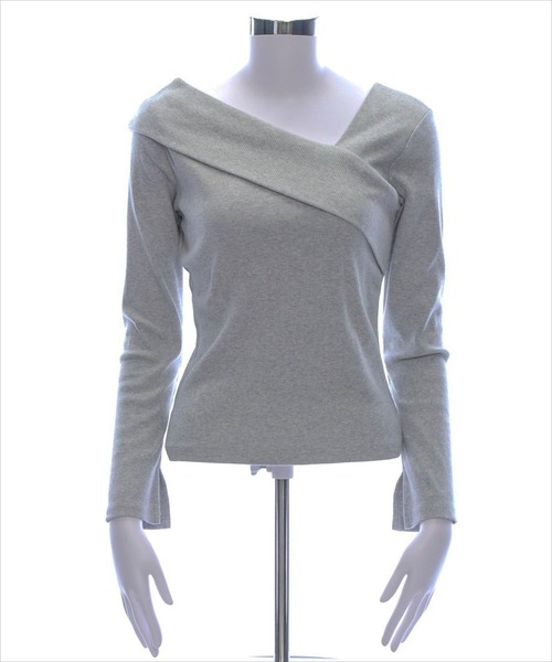 CLEAR BASIC（クリアベーシック）の「袖スッリトクロスリブカットソー [大人 カジュアル 着回し力抜群]≪再入荷≫（Tシャツ/カットソー・レディース・ラベンダー/サックスブルー/ピンク/オフホワイト/グレー/ブラック/モカ/ミント・F）」の16枚目の写真