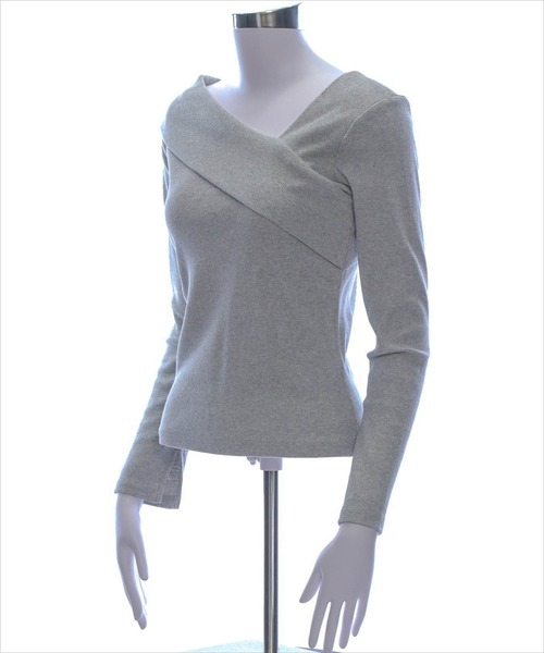 CLEAR BASIC（クリアベーシック）の「袖スッリトクロスリブカットソー [大人 カジュアル 着回し力抜群]≪再入荷≫（Tシャツ/カットソー・レディース・ラベンダー/サックスブルー/ピンク/オフホワイト/グレー/ブラック/モカ/ミント・F）」の9枚目の写真