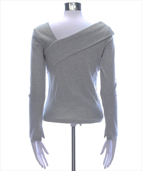 CLEAR BASIC（クリアベーシック）の「袖スッリトクロスリブカットソー [大人 カジュアル 着回し力抜群]≪再入荷≫（Tシャツ/カットソー・レディース・ラベンダー/サックスブルー/ピンク/オフホワイト/グレー/ブラック/モカ/ミント・F）」の12枚目の写真