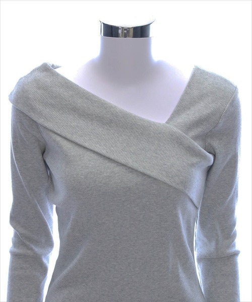 CLEAR BASIC（クリアベーシック）の「袖スッリトクロスリブカットソー [大人 カジュアル 着回し力抜群]≪再入荷≫（Tシャツ/カットソー・レディース・ラベンダー/サックスブルー/ピンク/オフホワイト/グレー/ブラック/モカ/ミント・F）」の13枚目の写真