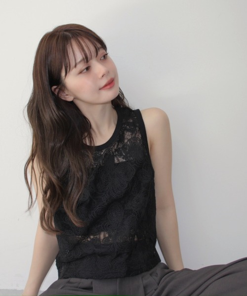 margaux マルゴー 刺繍レース タンクトップ 楽天市場】マキジェリーク 隠して魅せる レースハーフトップ