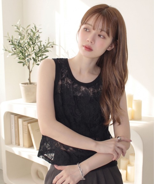 Eclat one(エクラワン)の「【Eclat one】コードレース デザイン タンクトップ(タンクトップ・レディース・アイボリー/ブラック・M/L)」の18枚目の写真