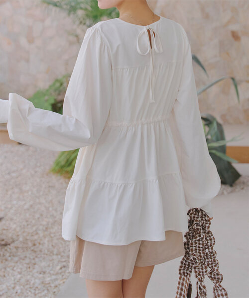 [ラッシュガード]選べる2タイプ指穴付きティアードデザイントップス