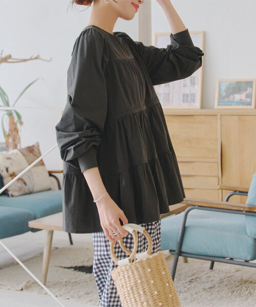 [ラッシュガード]選べる2タイプ指穴付きティアードデザイントップス