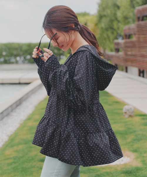 新品／yori ヨリ　COOL撥水ティアードブラウス　ラッシュガード　ブラック Reir]ラッシュガード<ブラック> | KOBUNSHA SELECT SHOP | [Reir