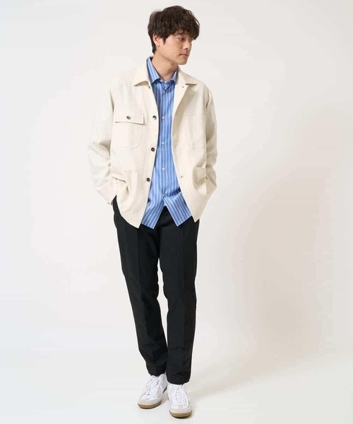 a.v.v(アーヴェヴェ)の「【イージーケア/洗濯機で洗える】ワイドシルエットカバーオール(カバーオール・メンズ・ライトグレー/アイボリー・48/46)」の6枚目の写真