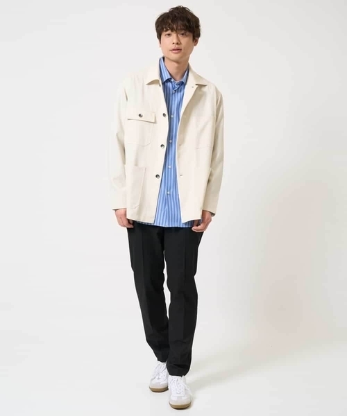 a.v.v(アーヴェヴェ)の「【イージーケア/洗濯機で洗える】ワイドシルエットカバーオール(カバーオール・メンズ・ライトグレー/アイボリー・48/46)」の7枚目の写真