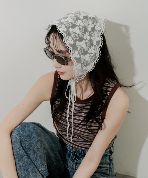 SMELLY(スメリー)の「レースバブーシュカ(バンダナ/スカーフ・レディース・オフホワイト・-)」の2枚目の写真