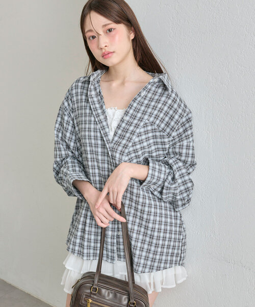 OLIVE des OLIVE(オリーブデオリーブ)の「Bigシャツ(シャツ/ブラウス・レディース・サックスブルー/ブラック/イエロー/ミント/ブラウン・FREE)」の20枚目の写真