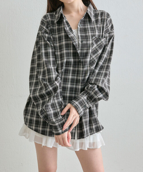 OLIVE des OLIVE(オリーブデオリーブ)の「Bigシャツ(シャツ/ブラウス・レディース・サックスブルー/ブラック/イエロー/ミント/ブラウン・FREE)」の1枚目の写真