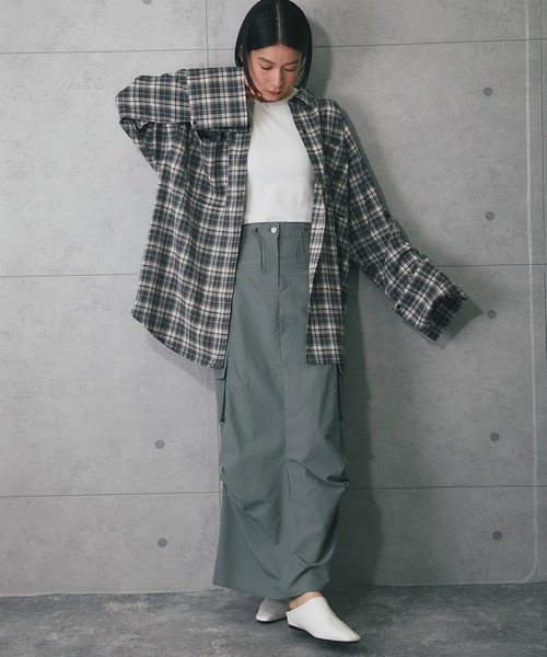 ANOTHER S（アナザーエス）の「ロングスカート（スカート・レディース・ブラック/ホワイト/グリーン・FREE）」の6枚目の写真