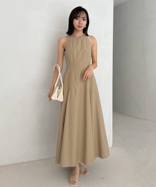 アニュアンス anuans Vネックフレアカットワンピース （NAVY
