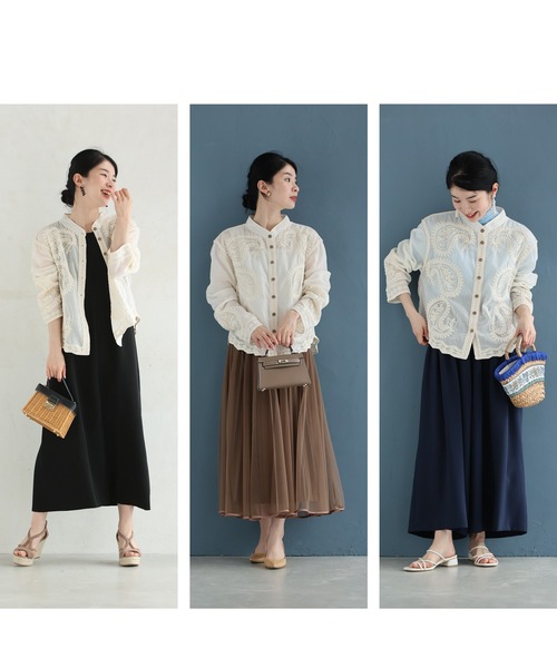 cawaii(カワイイ)の「浮かびあがるレリーフ調ペイズリーのシアーシャツトップス(シャツ/ブラウス・レディース・ベージュ・FREE)」の13枚目の写真