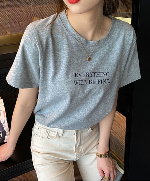 ＆soiree（アンドソワレ）の「【&soiree】フロント ロゴプリントTシャツ(CP)（Tシャツ/カットソー・レディース・イエロー/グレー・M）」の2枚目の写真