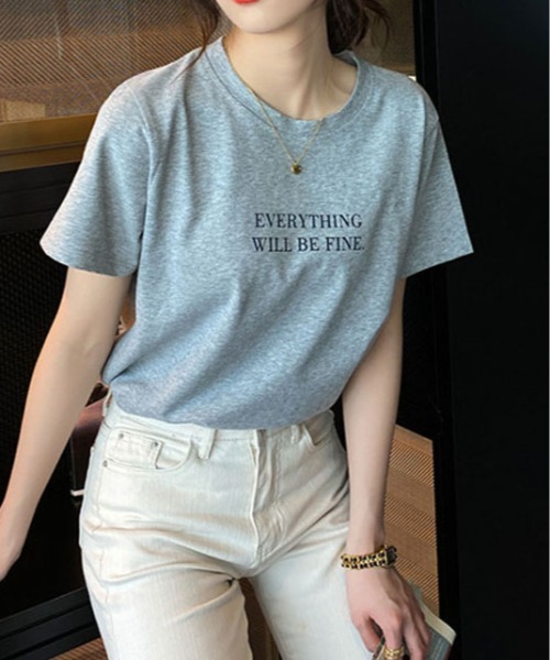 ＆soiree（アンドソワレ）の「【&soiree】フロント ロゴプリントTシャツ(CP)（Tシャツ/カットソー・レディース・イエロー/グレー・M）」の4枚目の写真