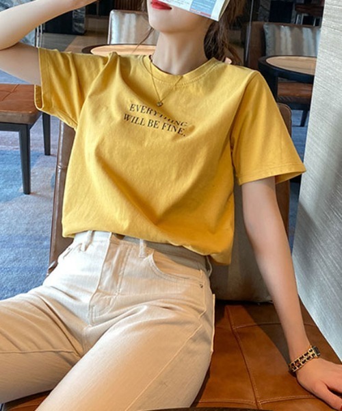＆soiree（アンドソワレ）の「【&soiree】フロント ロゴプリントTシャツ(CP)（Tシャツ/カットソー・レディース・イエロー/グレー・M）」の7枚目の写真