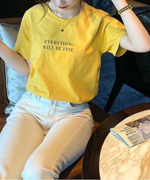 ＆soiree（アンドソワレ）の「【&soiree】フロント ロゴプリントTシャツ(CP)（Tシャツ/カットソー・レディース・イエロー/グレー・M）」の9枚目の写真