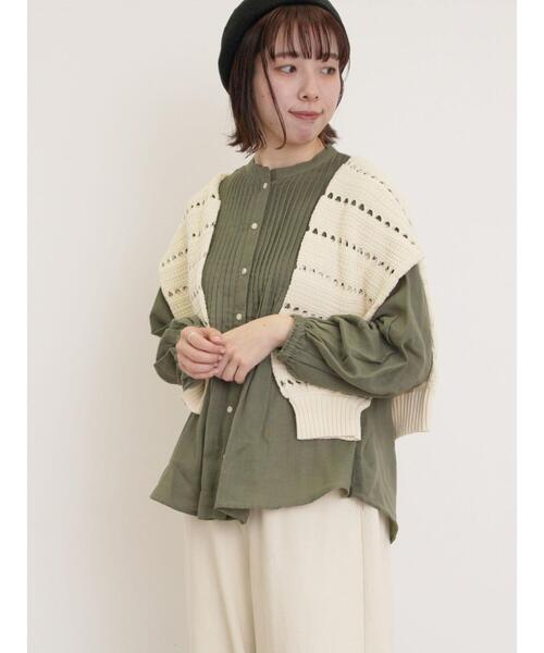 Samansa Mos2（サマンサ モスモス）の「インドガーゼピンタックシャツ（シャツ/ブラウス・レディース・イエロー/オフホワイト/ブルー/カーキ・F）」の7枚目の写真