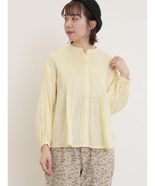 Samansa Mos2（サマンサ モスモス）の「インドガーゼピンタックシャツ（シャツ/ブラウス・レディース・イエロー/オフホワイト/ブルー/カーキ・F）」の11枚目の写真